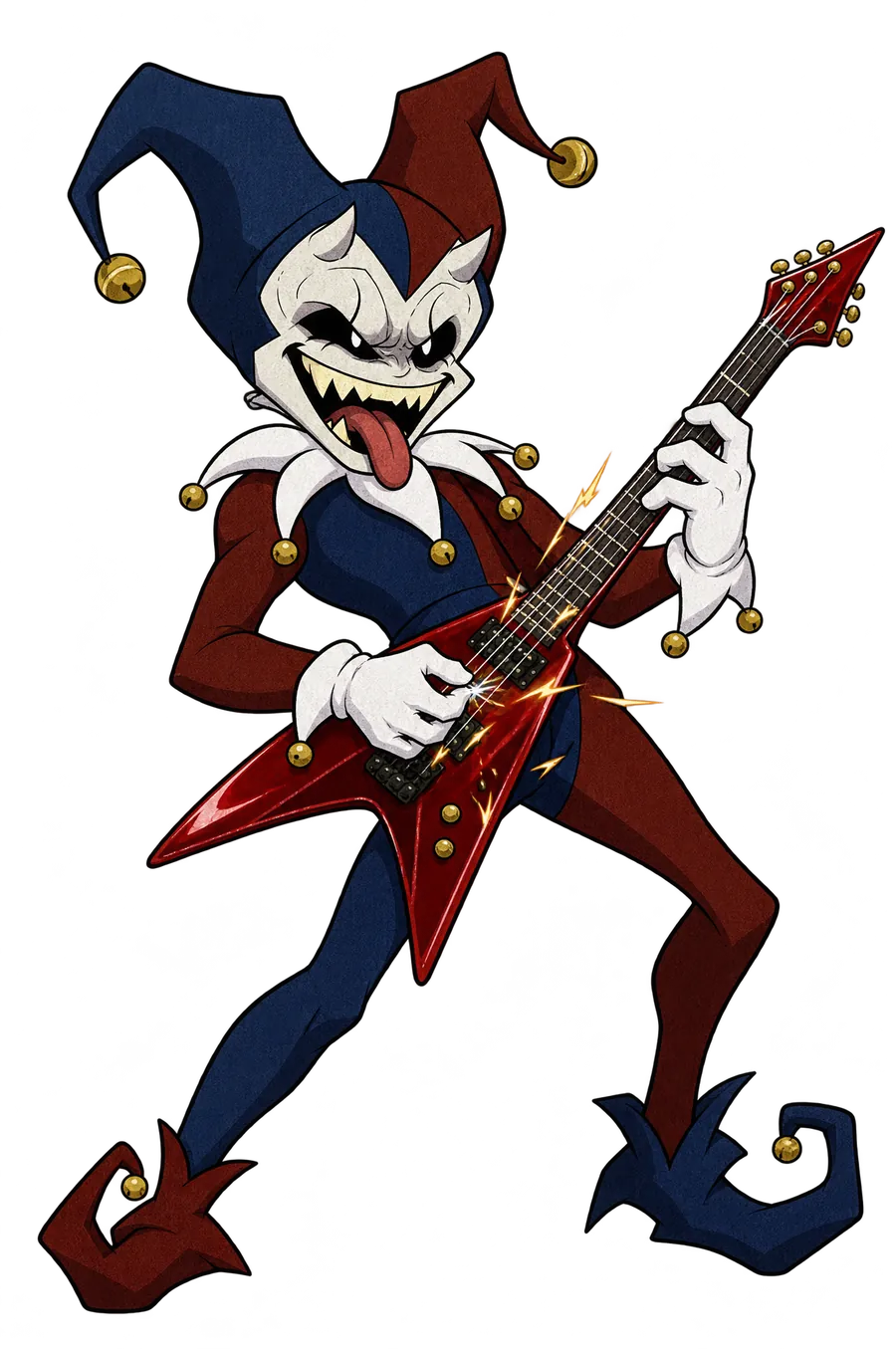 El Juglar tocando una guitarra Flying V roja